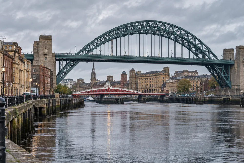 Tyne Bridge and Newcastle Quayside beside the River Tyne